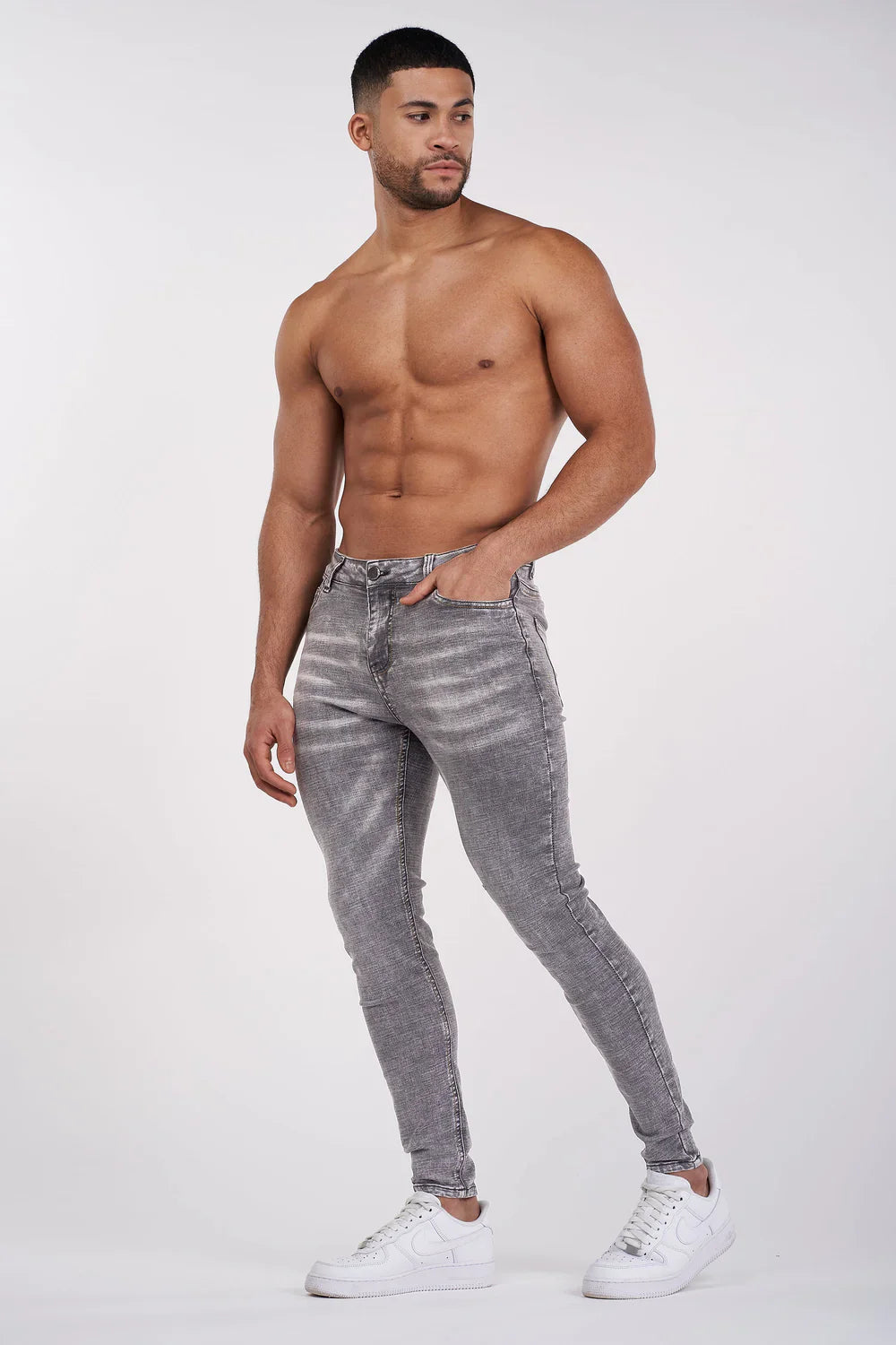 Calça Jeans Slim Fit Masculina Cinza Piori