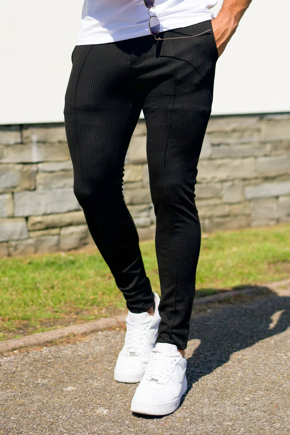 Calça Masculina de Veludo Cotelê Preta Piani