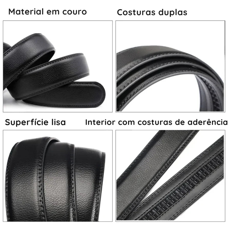 Cinto Social de Couro Preto Civano Brescian
