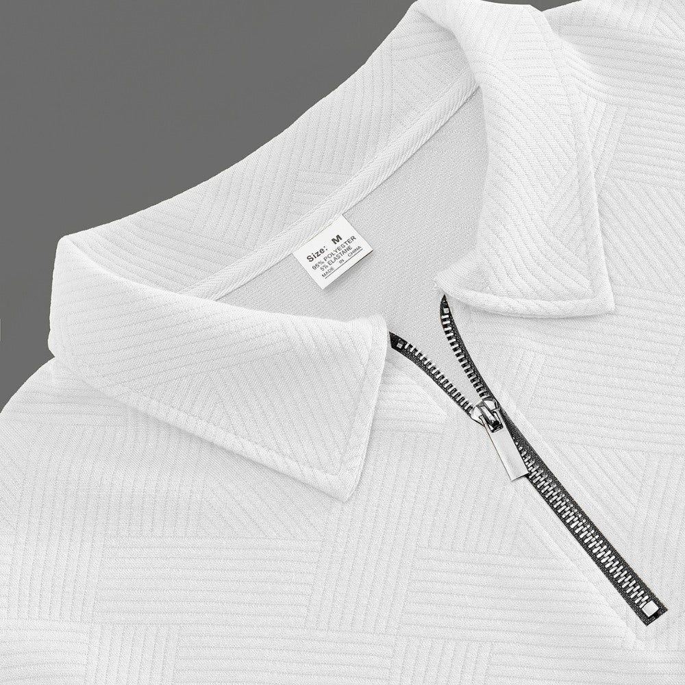 Suéter Pulôver Masculino Jacquard com Zíper