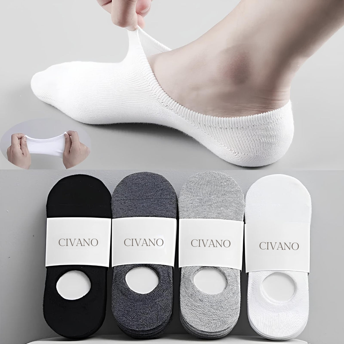 3 Pares - Meia Invisível de Algodão Anti Odor Civano