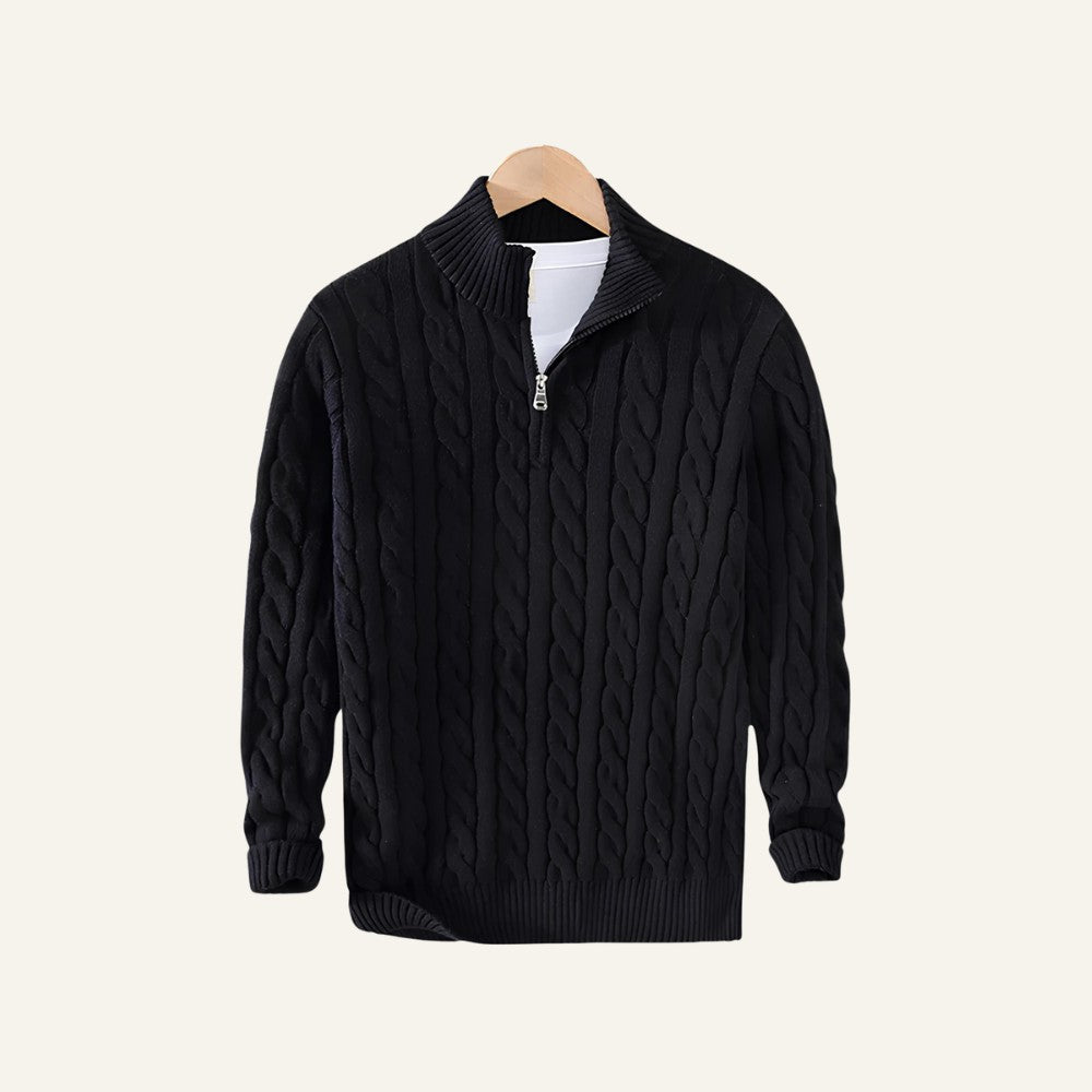 Suéter Masculino de Tricô Gola Alta Meio Zíper Fontaine