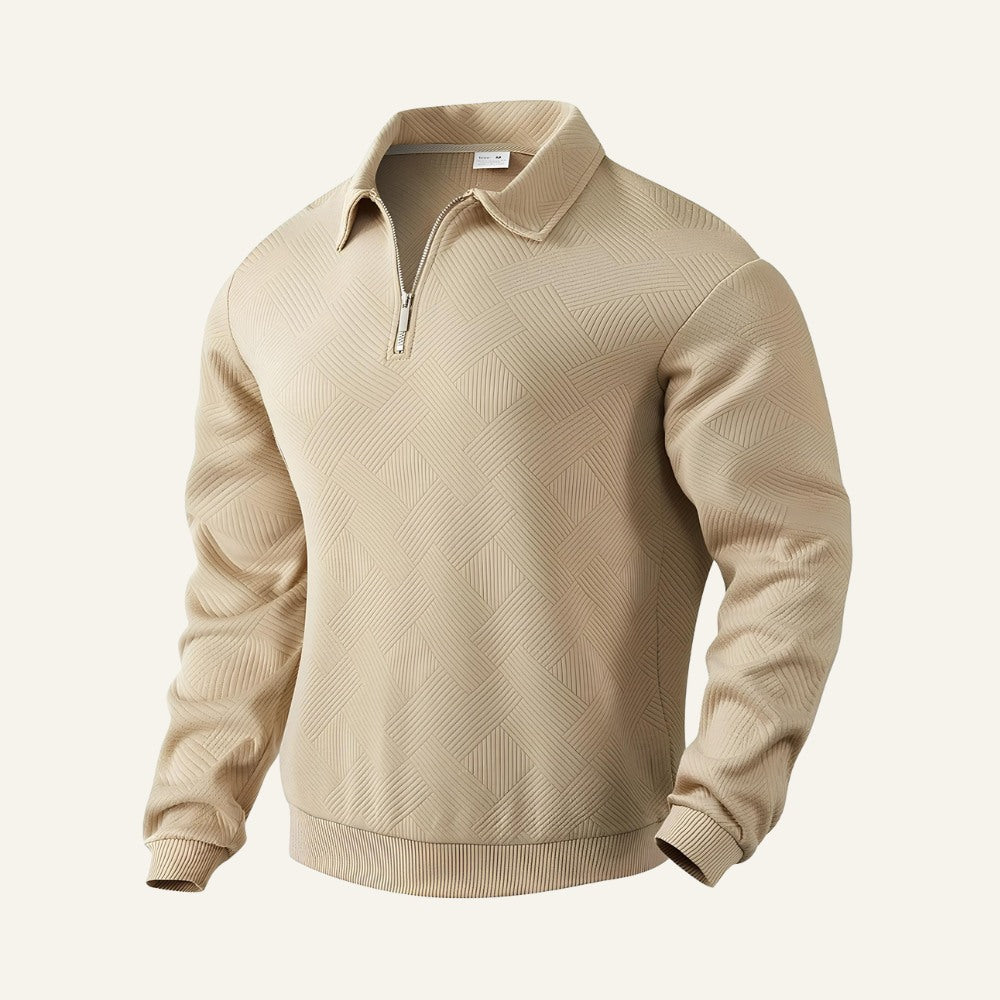 Suéter Pulôver Masculino Jacquard com Zíper
