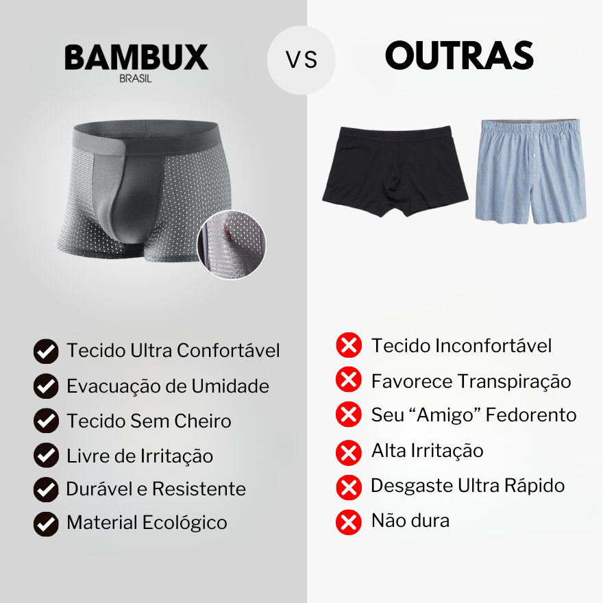 Cueca Boxer Bambux©: Tecnologia Respirável [COMPRE 4 LEVE 10]