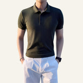 Camisa Polo Masculina de Malha Canelada Bourton