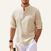 Camisa Masculina de Linho Listrada Old Money Ascot