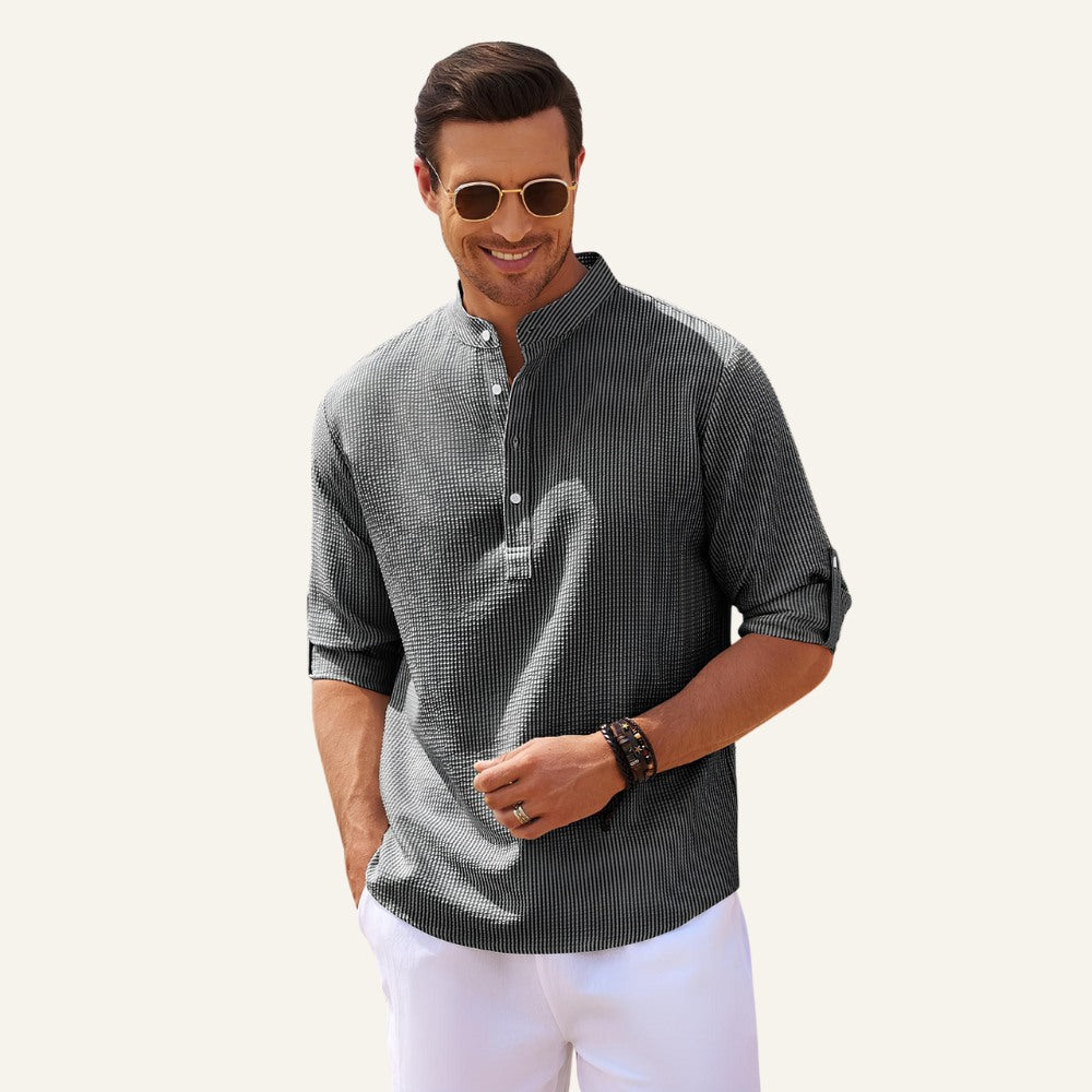 Camisa Masculina de Linho Listrada Old Money Ascot