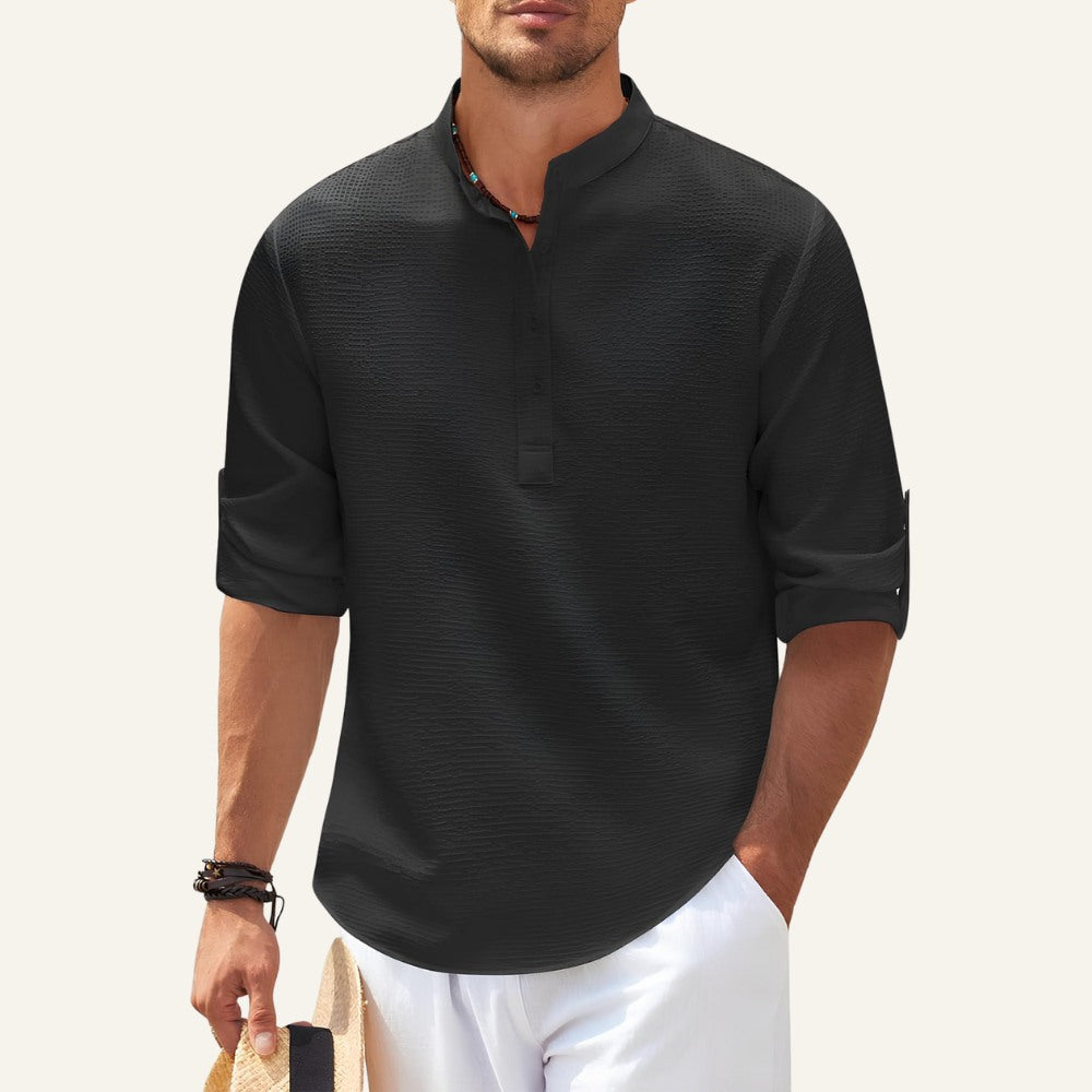 Camisa Masculina de Linho Listrada Old Money Ascot
