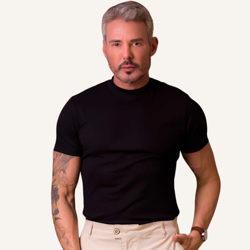 Camiseta Canelada Masculina Gola Alta Clarence