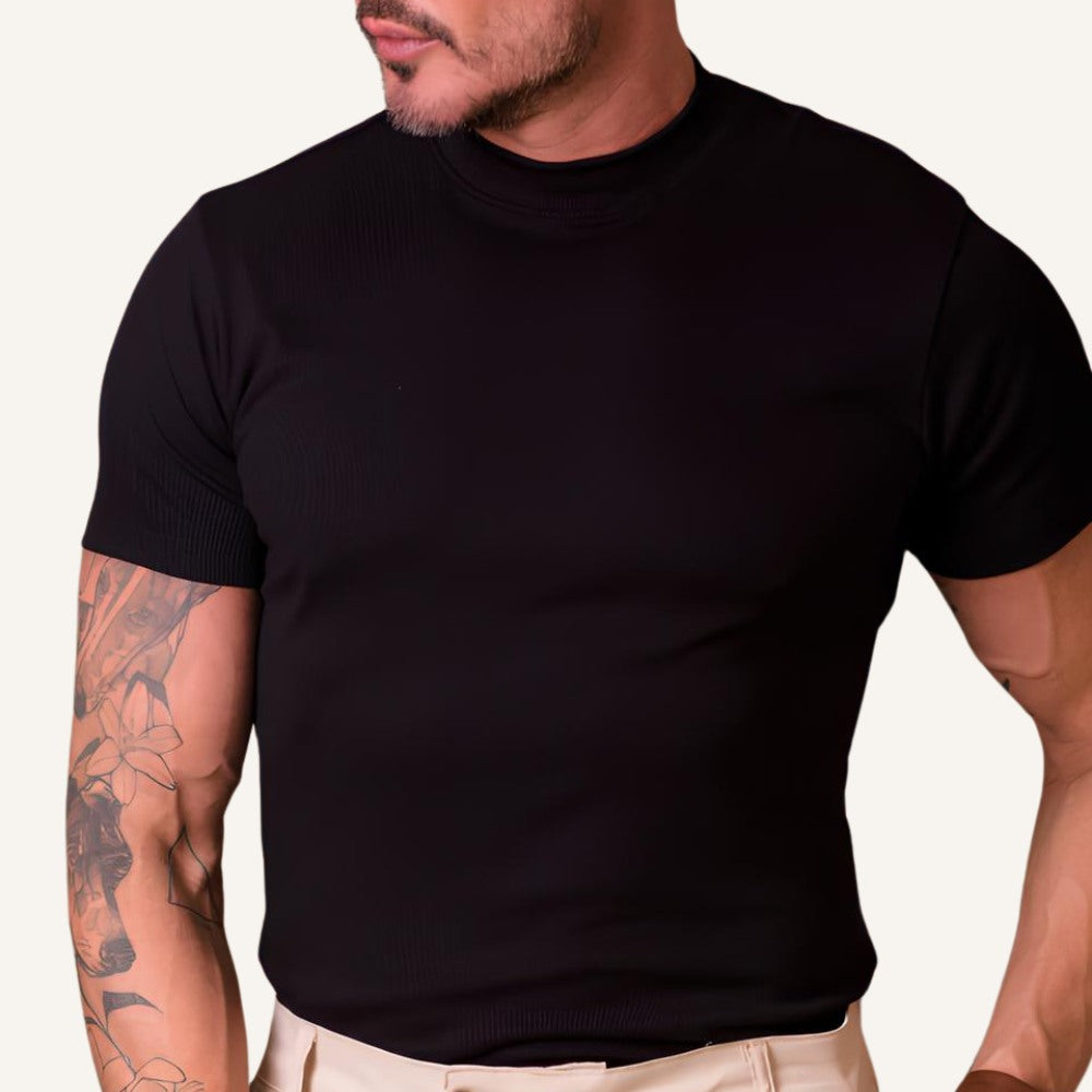 Camiseta Canelada Masculina Gola Alta Clarence