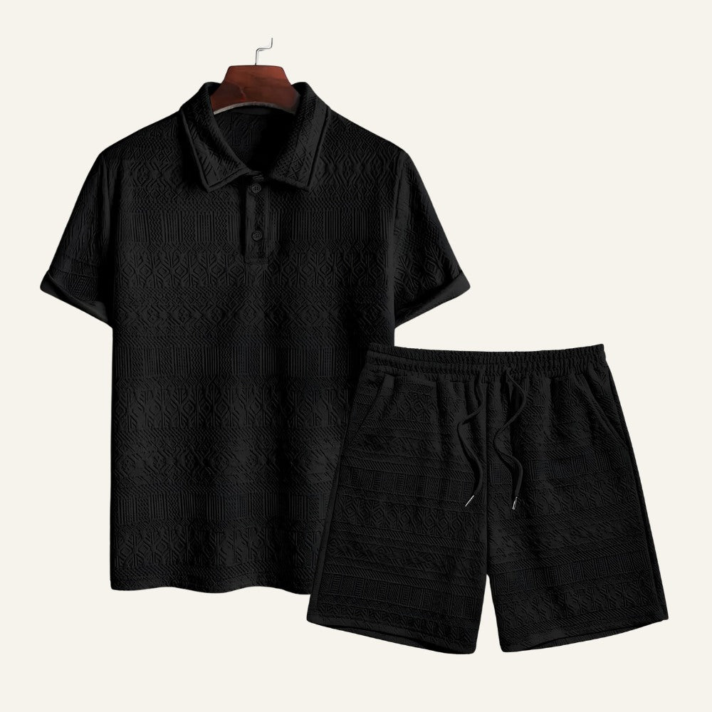 Conjunto Masculino Old Money Jacquard Geometrik