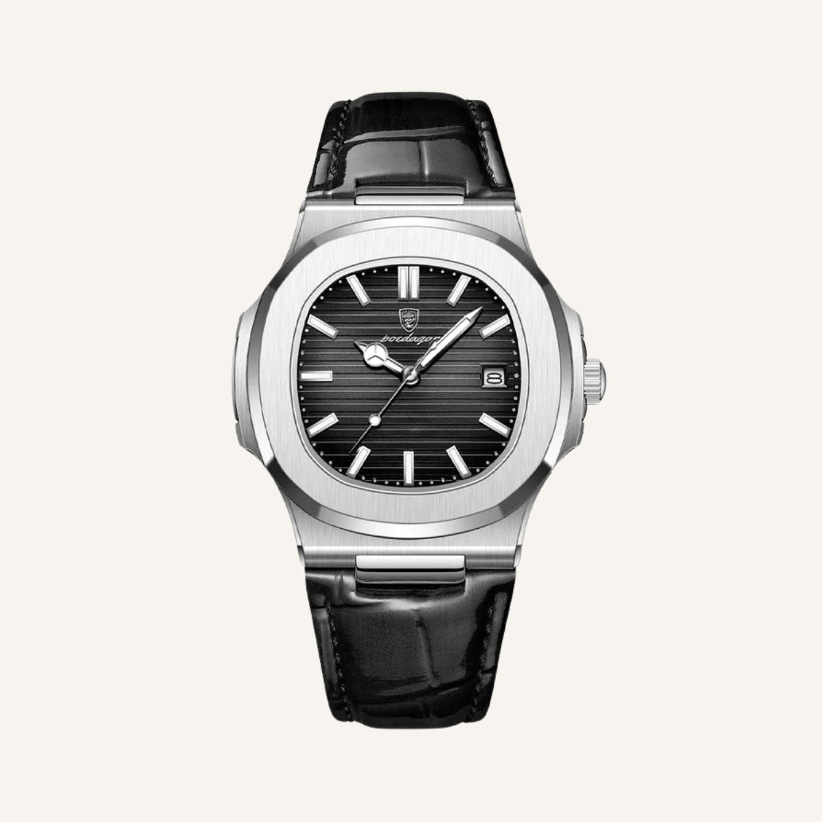 Relógio de Couro Preto Luxe Civano