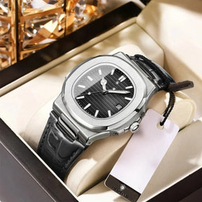 Relógio de Couro Preto Luxe Civano