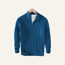 Suéter Masculino de Tricô Gola Alta Meio Zíper Fontaine
