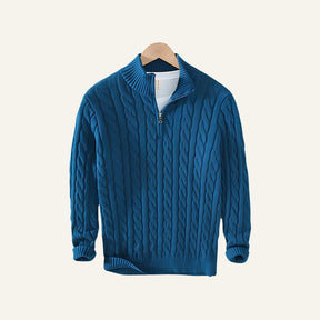 Suéter Masculino de Tricô Gola Alta Meio Zíper Fontaine