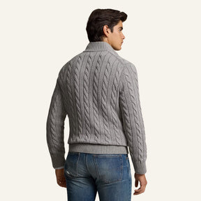 Suéter Masculino de Tricô Gola Alta Meio Zíper Fontaine