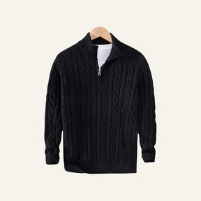 Suéter Masculino de Tricô Gola Alta Meio Zíper Fontaine