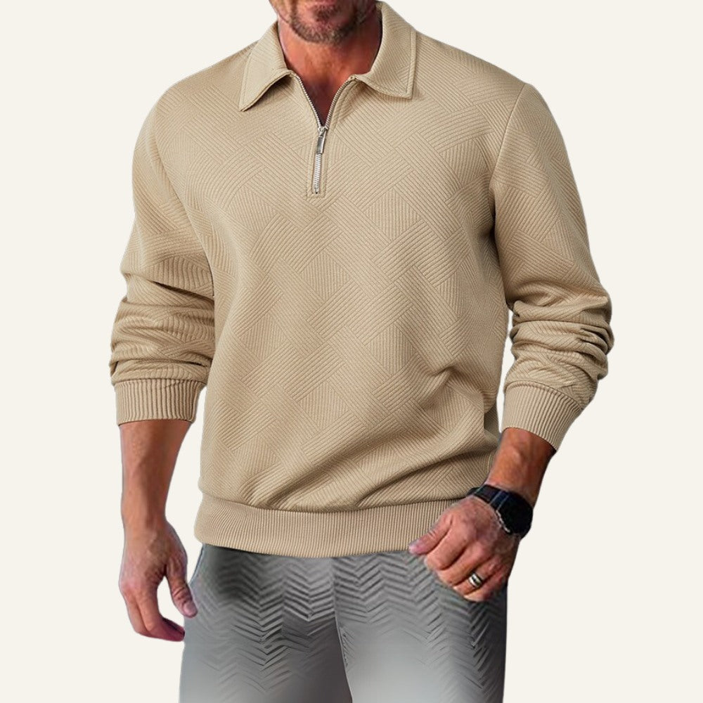 Suéter Pulôver Masculino Jacquard com Zíper