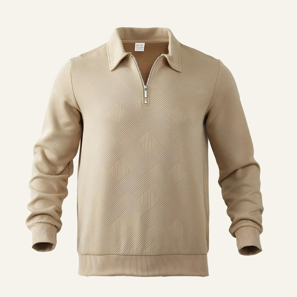 Suéter Pulôver Masculino Jacquard com Zíper