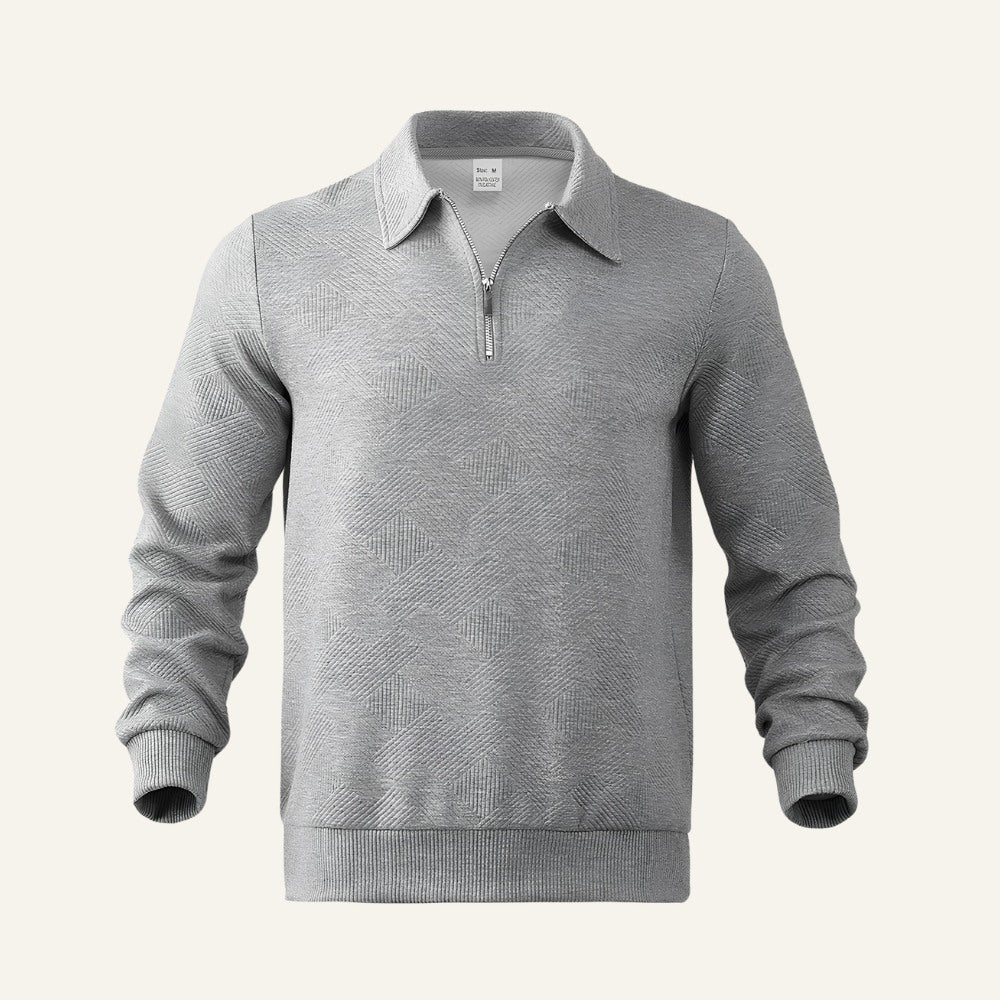 Suéter Pulôver Masculino Jacquard com Zíper