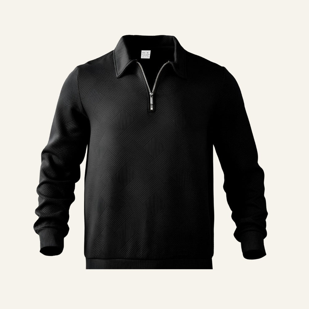 Suéter Pulôver Masculino Jacquard com Zíper