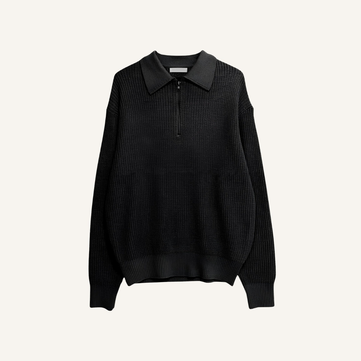 Suéter de Tricô Masculino Canelado com Meio Zíper
