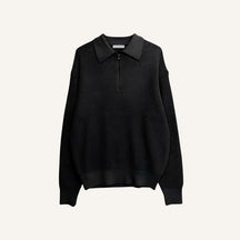 Suéter de Tricô Masculino Canelado com Meio Zíper