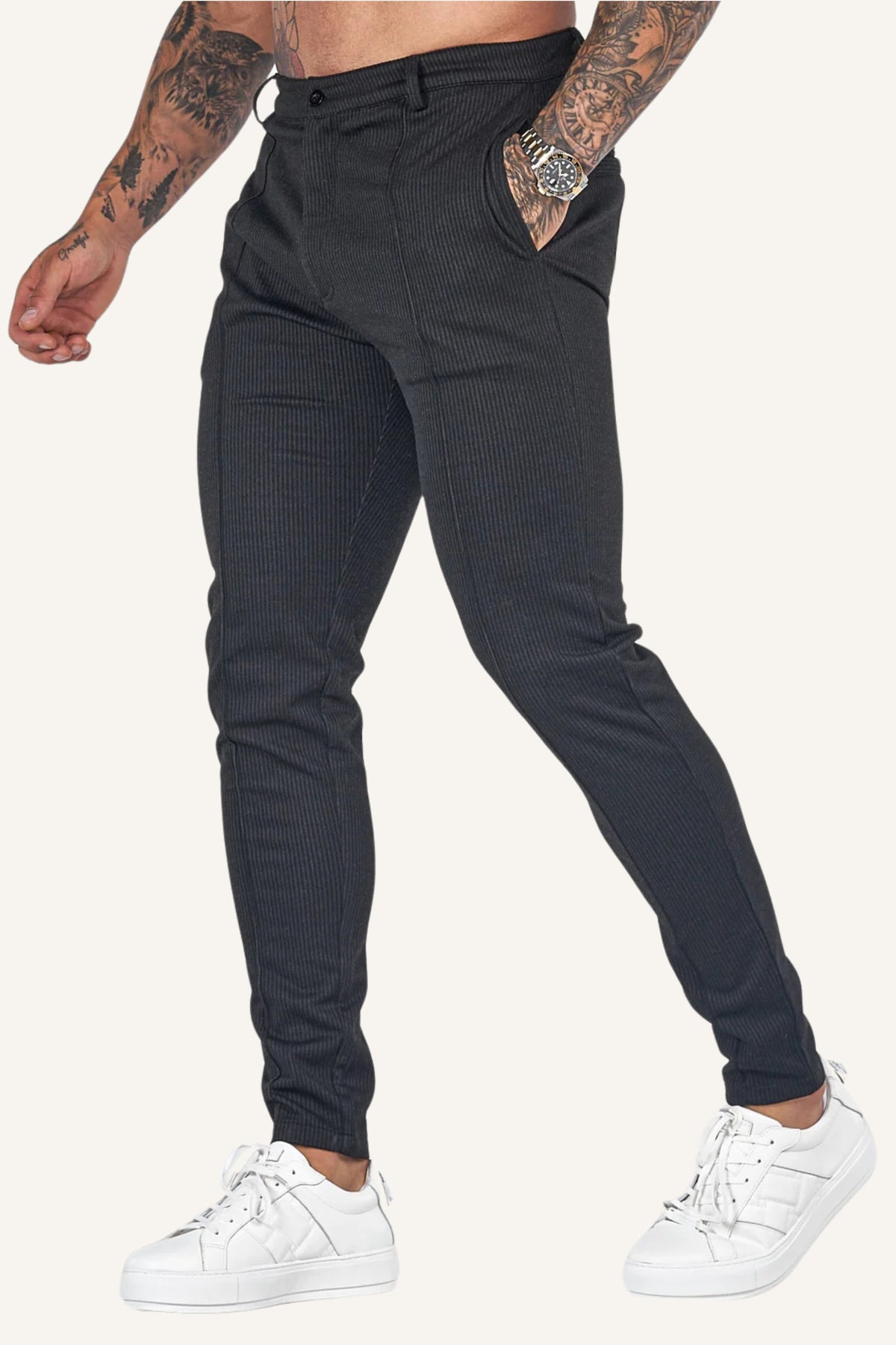 Calça Masculina de Veludo Cotelê Preta Piani